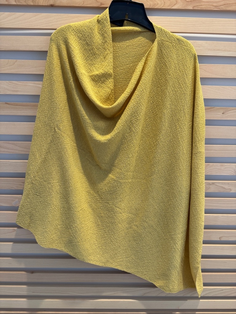 Eileen Fisher Draped Cowl Poncho in Mustard Yellow